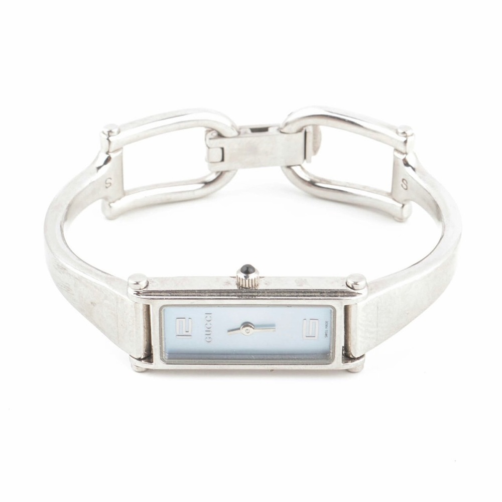 Gucci Horsebit Stainless Steel 1500 L Watch Light Blue Face Swiss Made